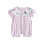 MILANCEL Sommer Baby Strampler 0-24M Weicher bequemer Kleinkind Overall Bestickte Blumen Baby Mädchen Kleidung