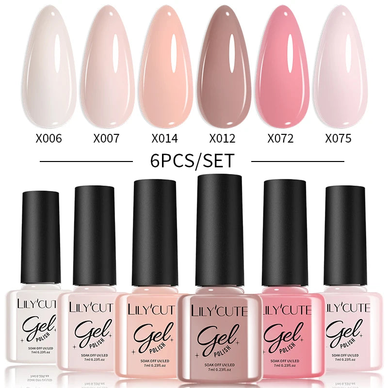 LILYCUTE 6PCS Gel-Nagellack-Set Sommer Neon Nagellack-Gel-Kits für DIY Nagel Semi-Permanenter UV-Lampe Gellack Nagellack-Set