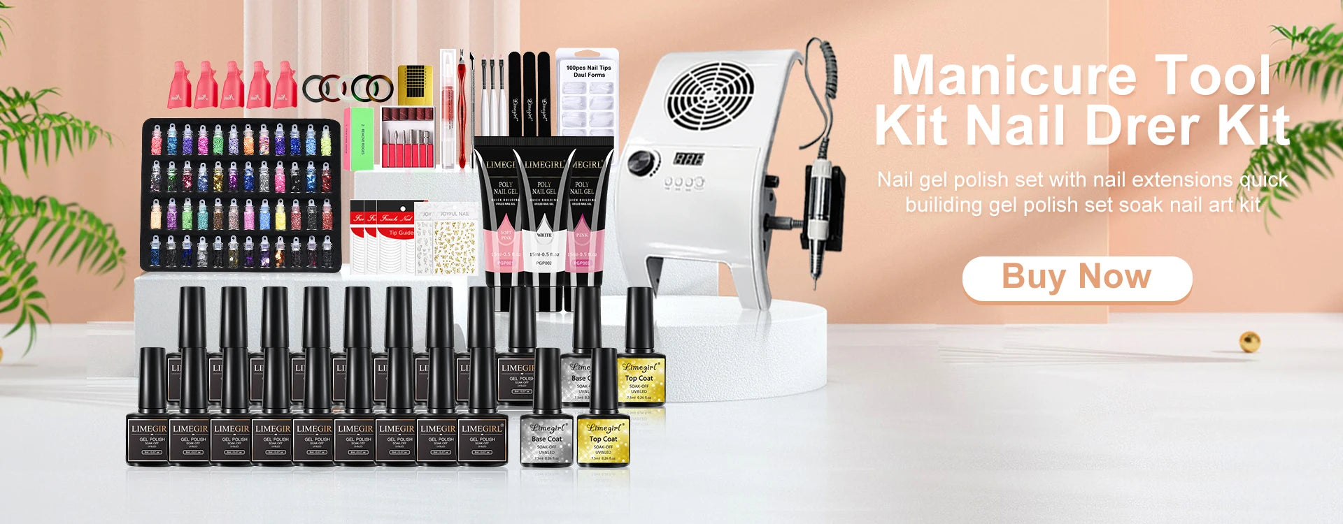 Limegirl Nagelset Nagelgel-Werkzeugset 54W Nagellampe 18/12/7 Farben UV-Gel-Nagellack-Set Enthält Nagelfräser Nagelset