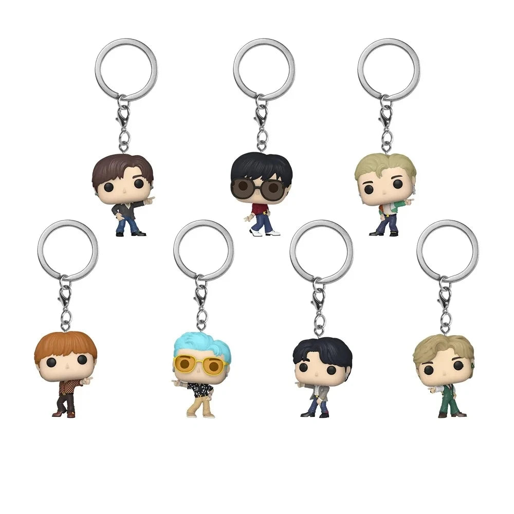 Funko POP Schlüsselanhänger Spielzeug Herren Team Cartoon V JUNG KOOK JIMIN Jin V J-HOPE Pocket Pop Schlüsselanhänger Vinyl Action Figur Sammlung Spielzeug