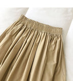 Damen Schwarzer Rock Midi High Waist Korean Style Plissiert A-Linie Vintage Kleidung 2026 Neue Sommer Casual Mode Damen Arbeitskleidung