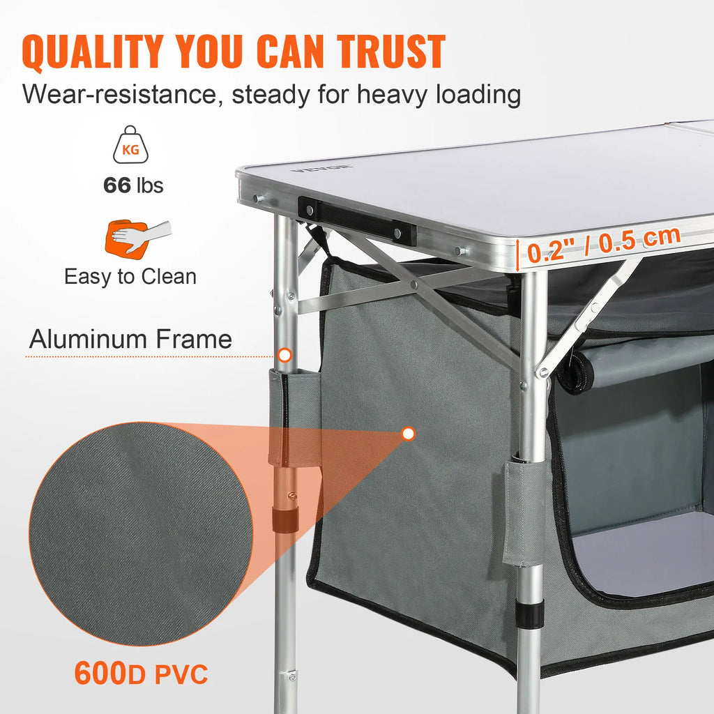 SucceBuy Camping-Küchentisch Schneller Aufbau Klappbarer Campingtisch MDF-Campingtisch für Outdoor-Picknicks BBQ Camping RV Reisen