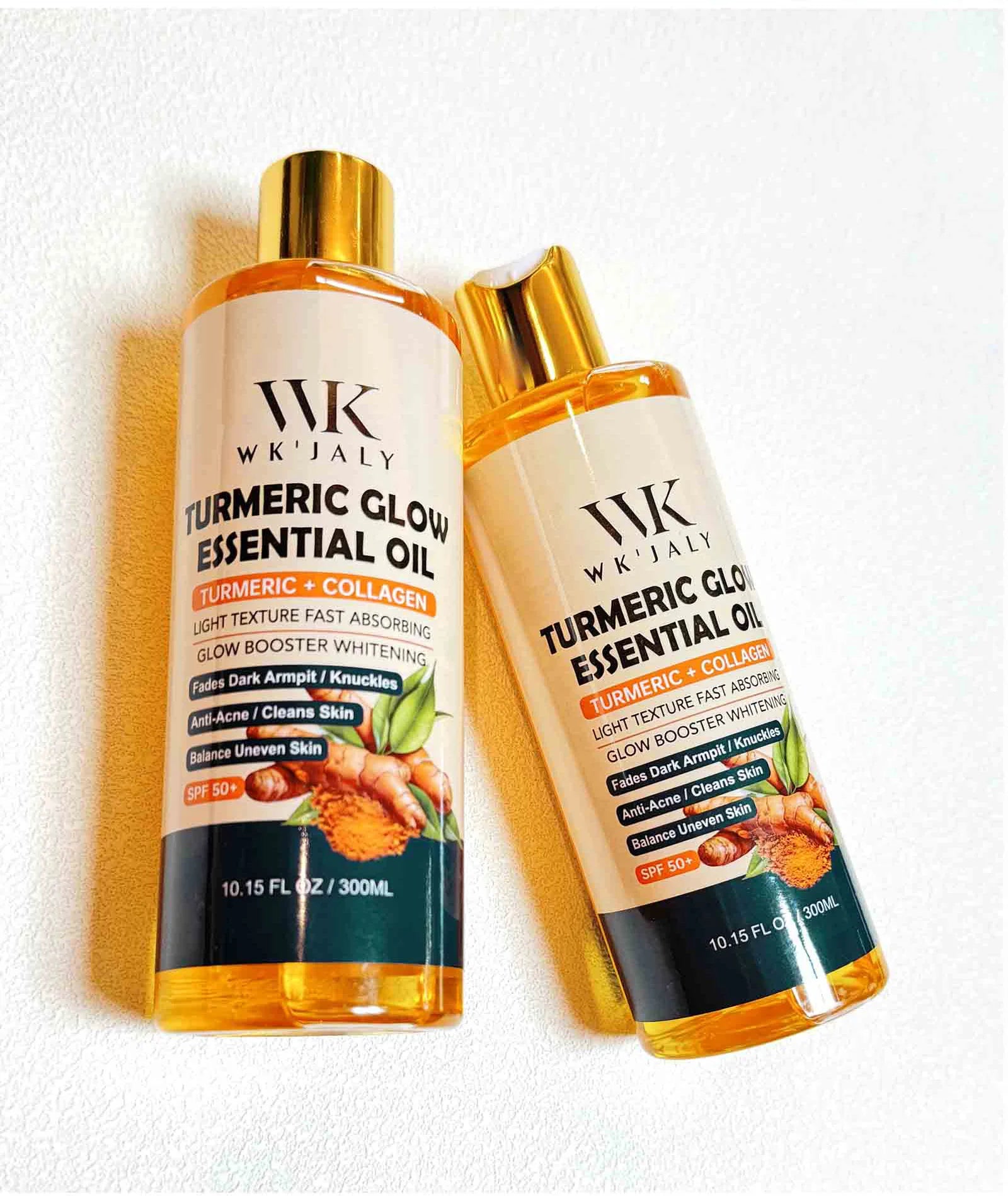 WK JALY Kurkuma Glow Essential Körperöl, feuchtigkeitsspendend, aufhellend, hellt dunkle Achseln und Fingerknöchel auf, gegen Akne, gleicht ungleichmäßige Haut aus
