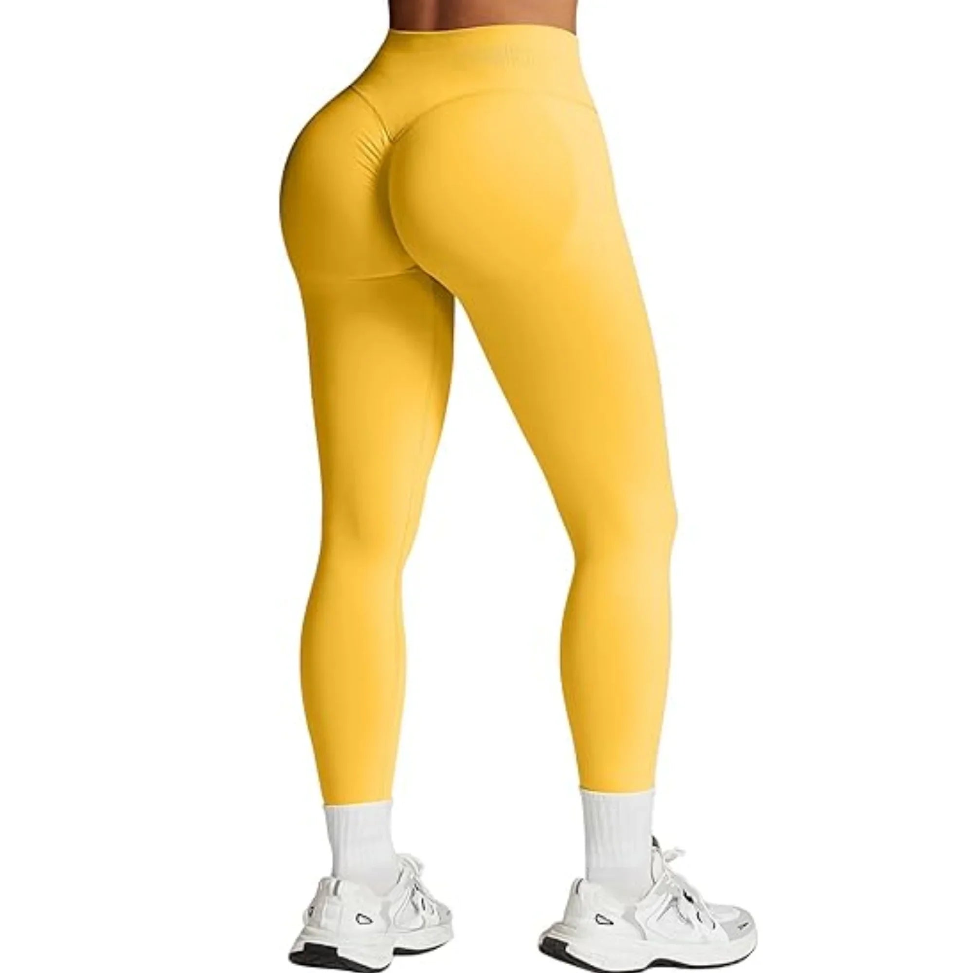 Nahtlose Damen-Yogahose mit festem Bund, dreifachem Bund, sexy, hüfthebend, enge Sporthose, Fitness-Trainings-Yogahose