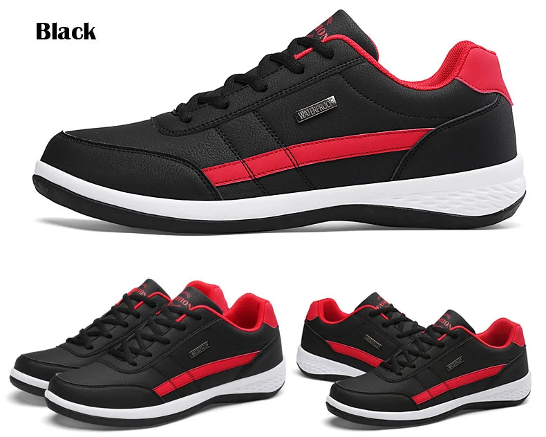 YRZL Herrenschuhe Frühling Herbst Wasserdichte Wandersneaker Freizeit Herren Ledersportschuhe Rutschfeste Tennisschuhe für Herren