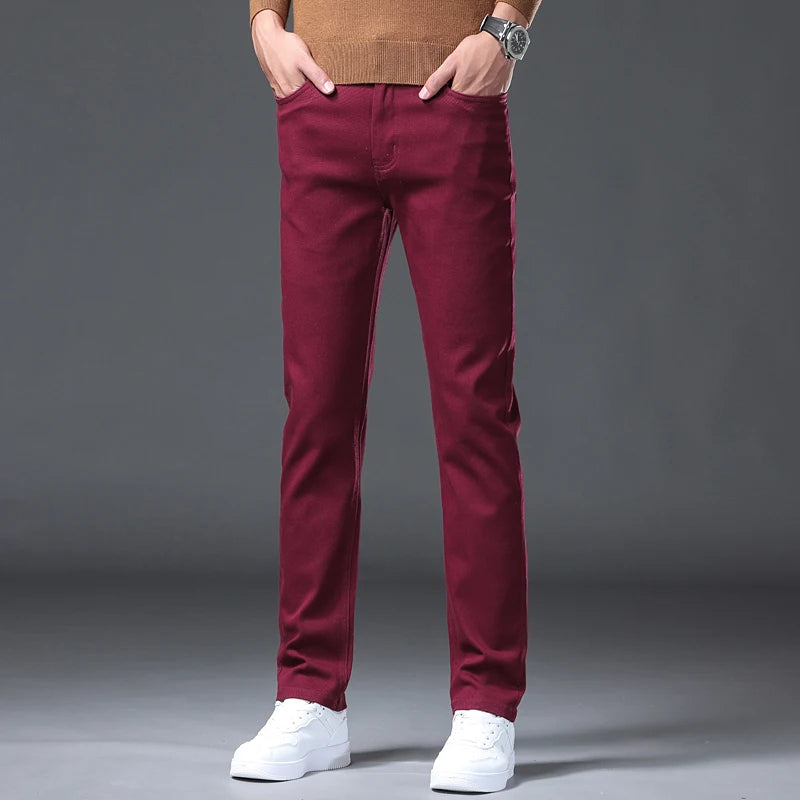 2026 98 % Baumwolle Elastische Baumwolljeans Herren Frühling Slim Straight Denim Hose Komfort Große Größe Koreanische Business Casual Hose