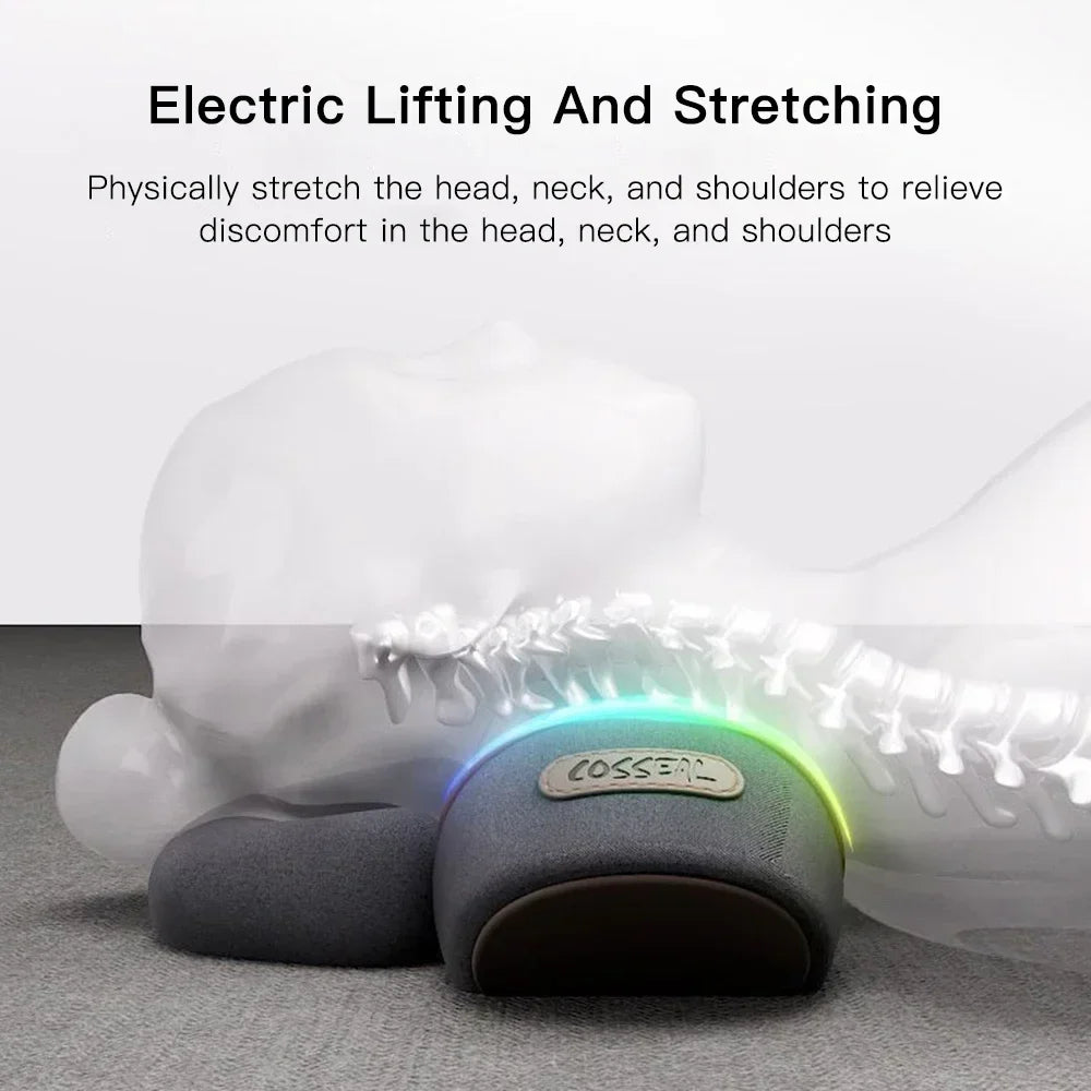 Elektrisches Nackenmassagekissen, zervikales Streckgerät, Heizung, Vibrationsmassage, Rückenextension, orthopädisches Schlafkissen, Stützkissen