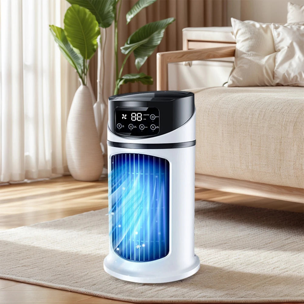 Tragbarer Klimaanlagen-Tischventilator, Sprühbefeuchter, Luftkühlungsventilator, Zeitschaltung, zirkulierender Wind, leiser elektrischer Ventilator für Zuhause und Büro
