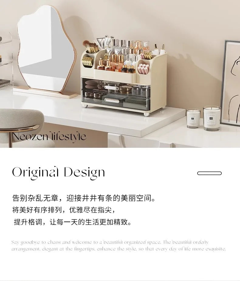 Desktop cosmetics storage box, makeup box, high-end dressing table, skincare product sorting box, dressing table storage rack