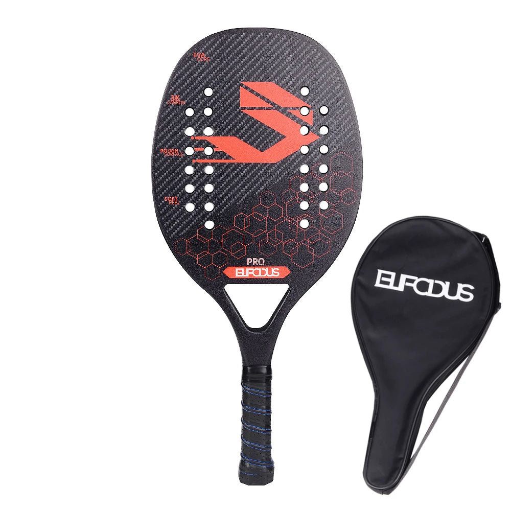 Vollcarbon 3K Faser Strandtennisschläger raue Oberfläche professioneller Schläger für Herren und Damen mit Schutzhülle