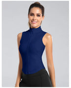 Aiithuug Athletic Reißverschluss-Sweatweste Jacke Ärmellose Lauf-Yoga-Tops Stehkragen-Shirts Sport-Top Fitness Damen Workout-Tops