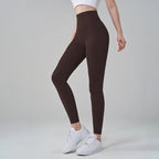 SOISOU Nylon Yogahosen Gym Leggings Damen Mädchen Fitness Weiche Strumpfhosen Hohe Taille Elastisch Atmungsaktiv Keine T-Linie Sporthosen
