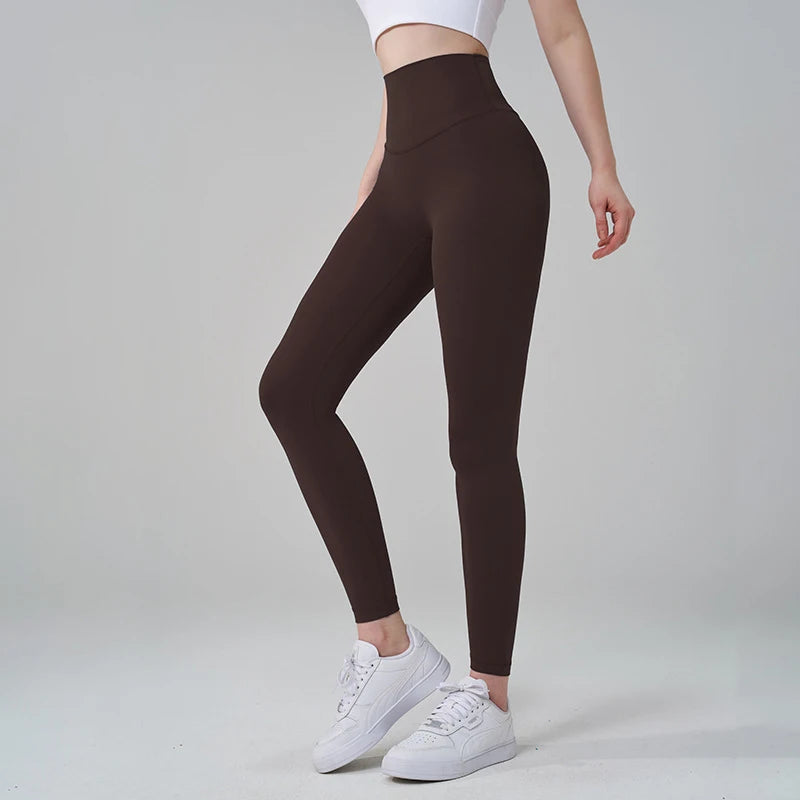 SOISOU Nylon Yogahosen Gym Leggings Damen Mädchen Fitness Weiche Strumpfhosen Hohe Taille Elastisch Atmungsaktiv Keine T-Linie Sporthosen