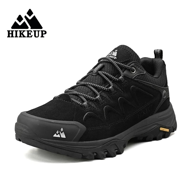 HIKEUP Leder Herrenschuhe für Herren Freizeitschuhe Mode Wasserdicht Winter Luxus Designer Marke Arbeitsstiefel Herren Rutschfeste Sneaker