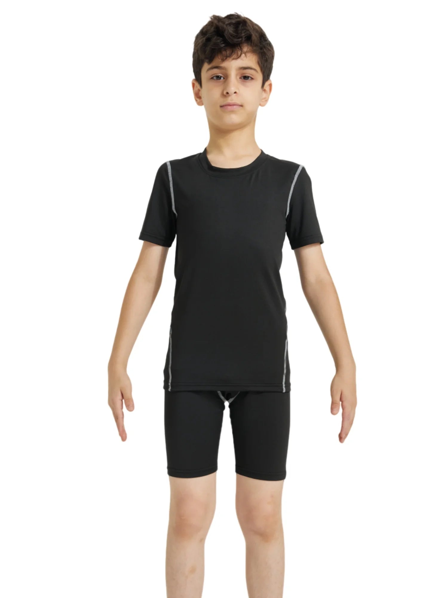 Youth Boys' Compression Sports Set Short Sleeve Athletic Shirts & Shorts Base Layer Set Sports Youth for Kids Football