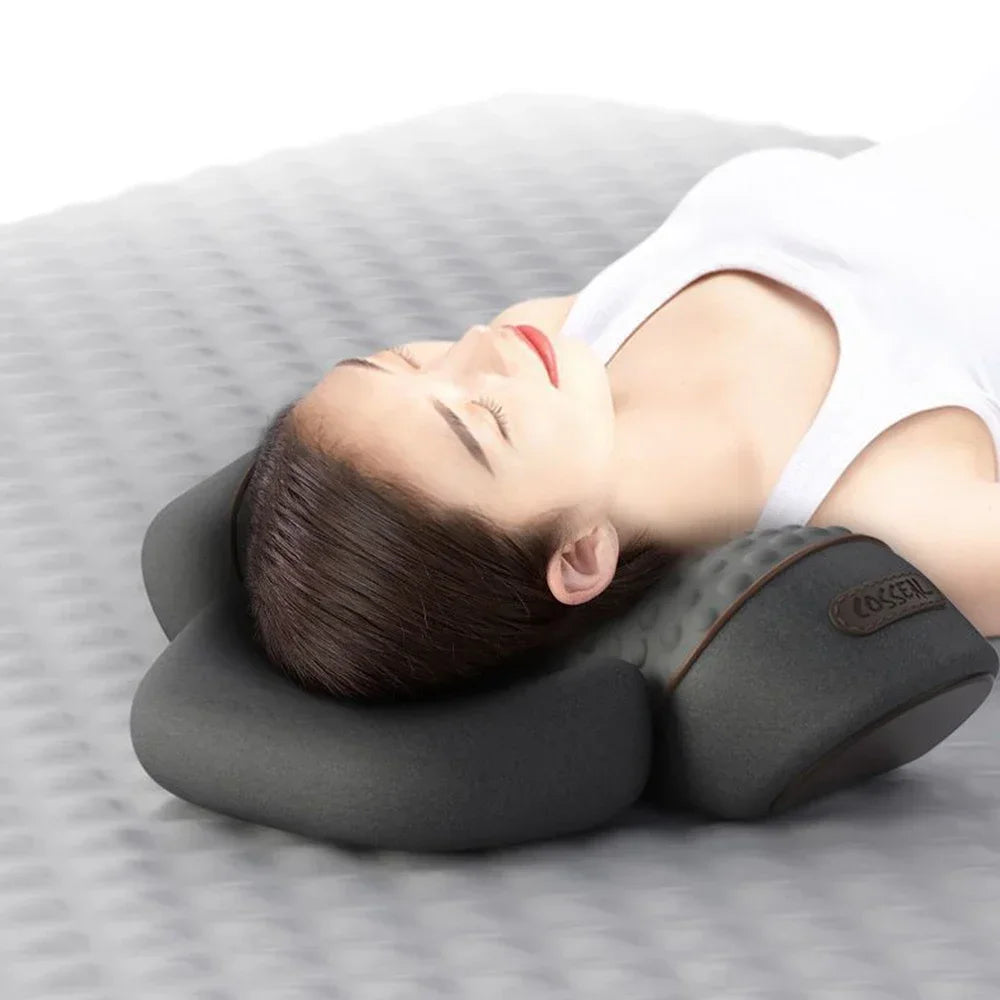 Elektrisches Nackenmassagekissen, zervikales Streckgerät, Heizung, Vibrationsmassage, Rückenextension, orthopädisches Schlafkissen, Stützkissen