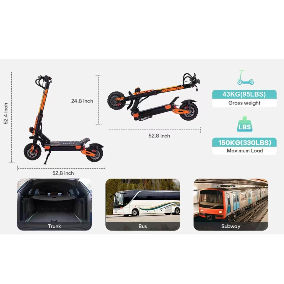 VREOM - VZ37 Elektroroller - 6000W Motor 60V30AH Akku Hochleistungs-E-Scooter - 70km/h Geschwindigkeit 11" Vakuumreifen - Faltbarer E-Scooter