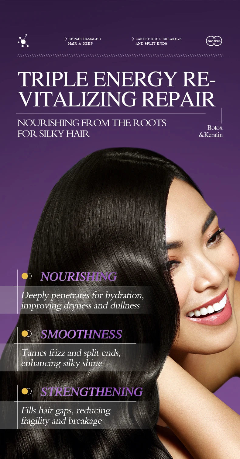 Keratin-Haarmaske Magische 5-Sekunden-Reparatur bei geschädigtem, krausem, weichem, glattem, glänzendem Haar, tiefenwirksame Feuchtigkeitspflege, Haarpflegemaske
