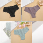 FINETOO 3er-Pack Damen Baumwollunterwäsche Slips Sexy Spitze Brasilianischer Slip Niedrige Taille Blumenmuster Einfarbig G-String Atmungsaktive Dessous