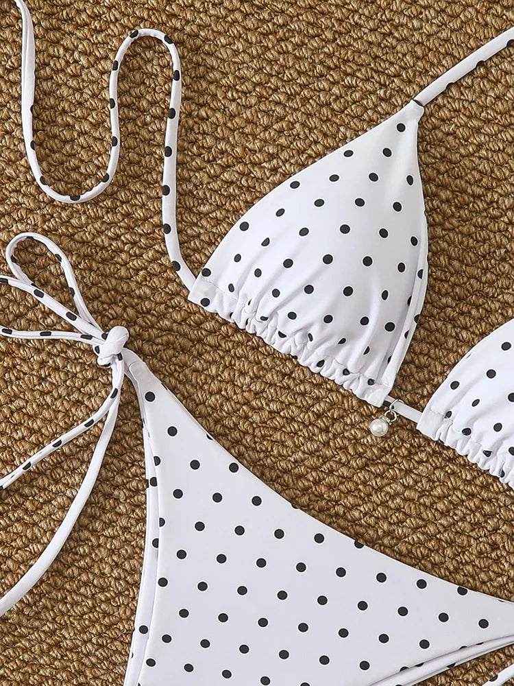 Sexy Micro-Bikini-Sets mit Perlenpunktdruck, Bademode 2026, Badeanzug für Damen, Strandkleidung, Damen Strand Sommer Bikini, zweiteiliger Badeanzug Zweitbild