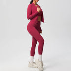 3-teiliges Sportbekleidung Yoga-Set Gym Sport-BH Reißverschlussjacke Leggings Kleidung Sportbekleidung Yoga-Anzüge für Damen Fitness-Set Trainingsanzug