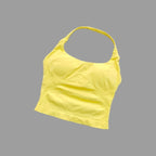 Nahtlose Neckholder-Yoga-Tanktops für Damen mit integriertem BH, gepolstertem Gymnastik-Top, ärmellosem Shirt, tailliert, rückenfrei, Sportbekleidung