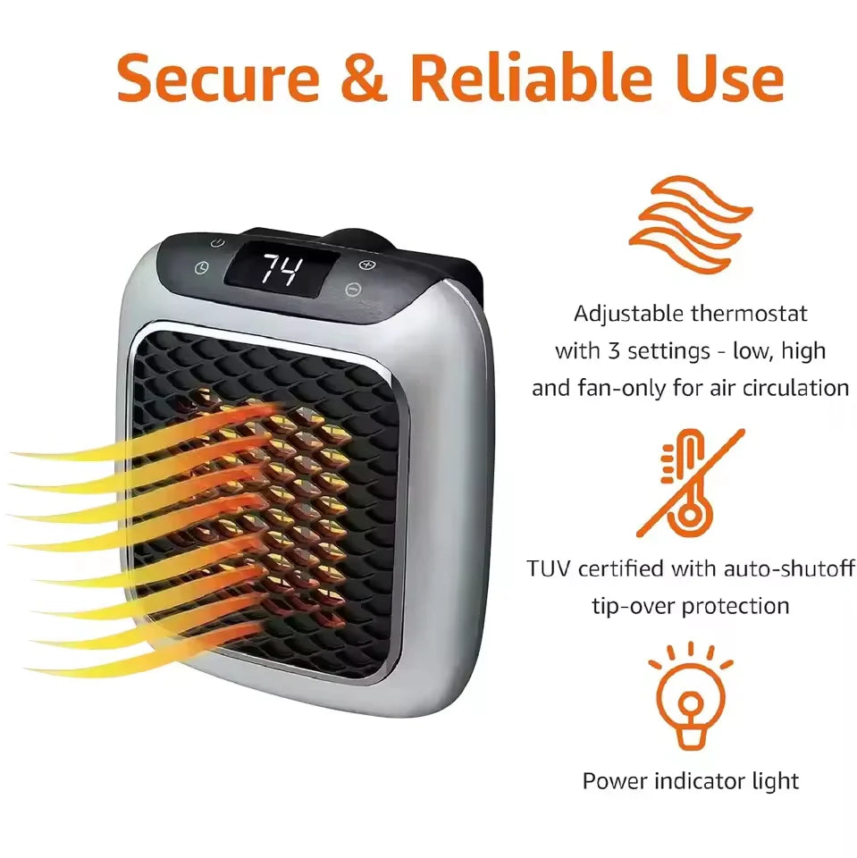 EU-Stecker Heizung Mini Elektrische Heizung Wärmer Wandmontierte PTC Keramik Heizlüfter Tragbarer Heizlüfter für Zuhause Büro Schlafzimmer