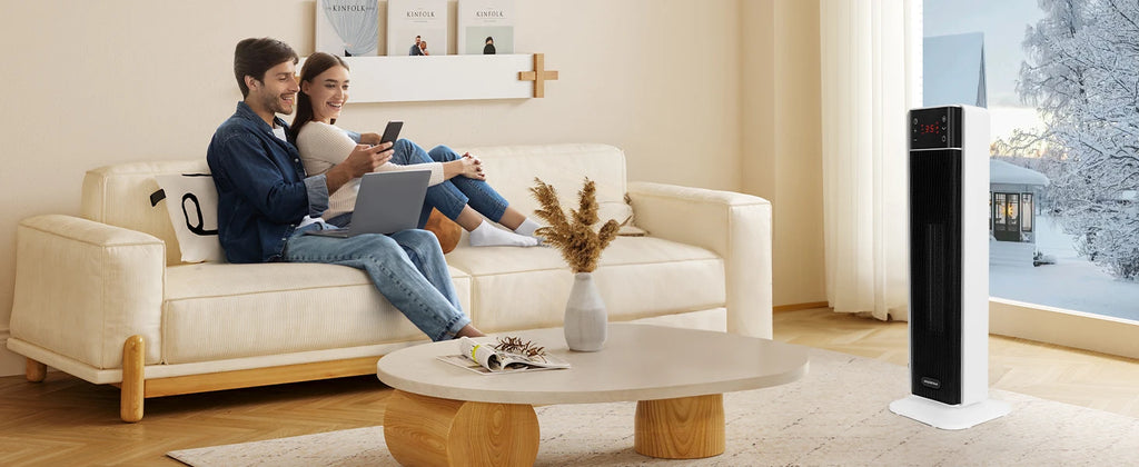 Aigostar Energiespar-Heizlüfter mit Thermostat, 2000W PTC Keramik-Heizlüfter mit Fernbedienung, 70° Oszillation, 4 Modi