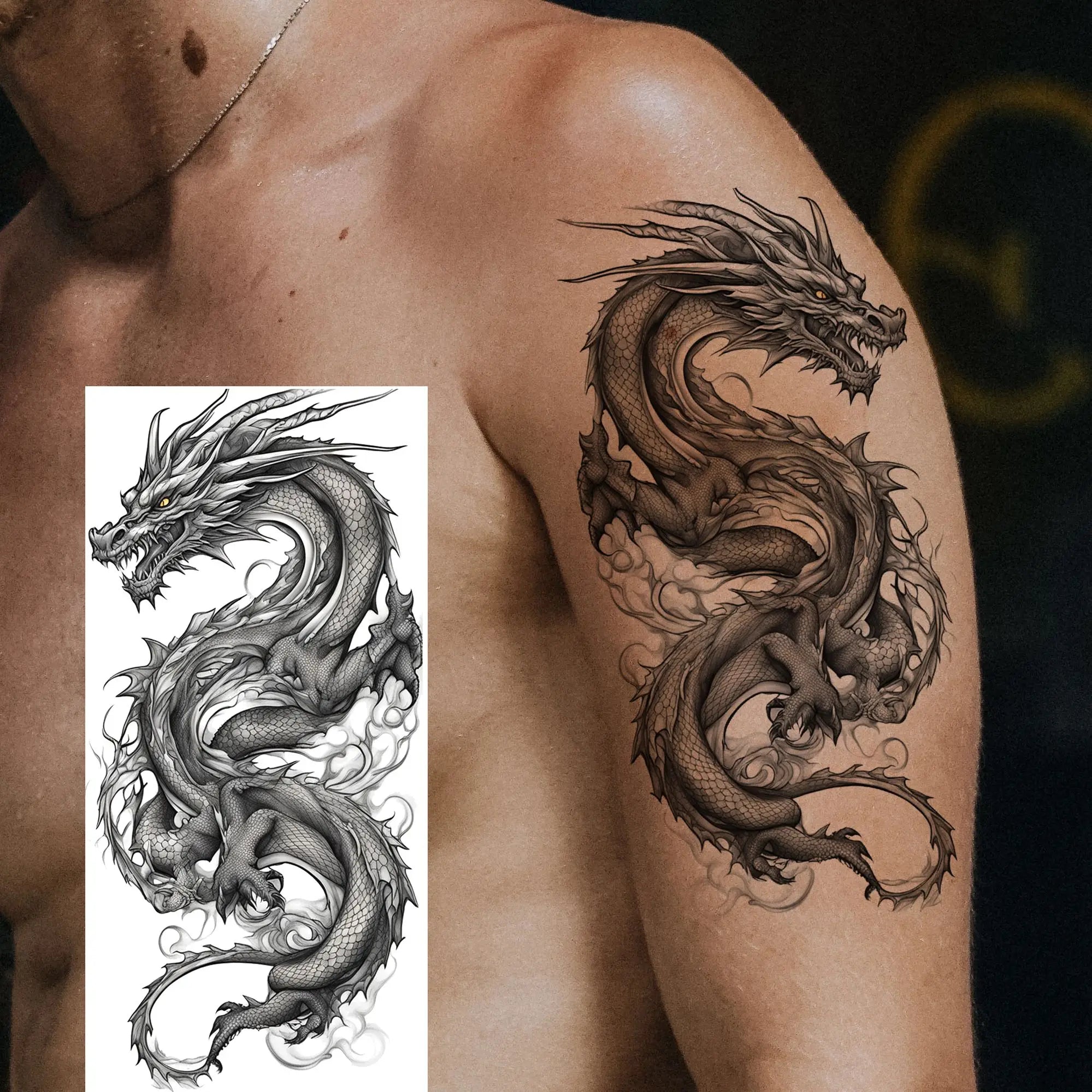 1 Blatt Kobra Schlange Drache Skorpion Temporäre Tattoos für Männer Frauen Wasserdicht Langlebig Löwe Tiger Wolf Fake Tattoo Aufkleber