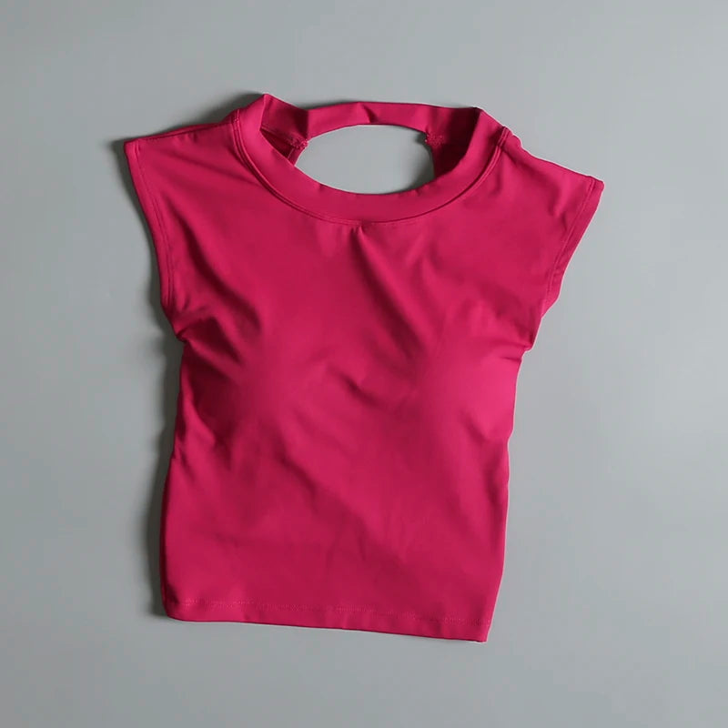 Sexy rückenfreie Sportweste Damen mit fixiertem Brustpolster Eng anliegend Schnell trocknend Schmale Passform Yoga Top Atmungsaktives Fitness-Shirt