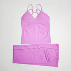 NCLAGEN Damen-Sportbekleidung, Vision-Set, verdrehtes Langarm-Oberteil vorne + Schlaghose, 2-teiliger Fitnessanzug, Trainings-Lauf-Outfit, Fitnessstudio-Kleidung