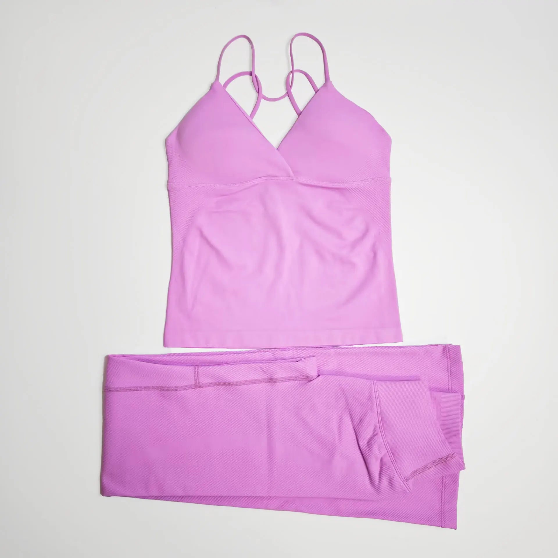 NCLAGEN Damen-Sportbekleidung, Vision-Set, verdrehtes Langarm-Oberteil vorne + Schlaghose, 2-teiliger Fitnessanzug, Trainings-Lauf-Outfit, Fitnessstudio-Kleidung