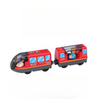 Elektrische Holzeisenbahn für Kinder, kompatibel mit Holzschienen, magnetische Verbinder, selbstfahrender Zug aus Druckgussmetall für Jungen und Mädchen ab 3 Jahren
