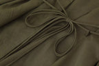 KONDALA 2026 Frühling Sommer Vintage Damenkleid Mode Einreihig Schärpen Drapierter V-Ausschnitt Ärmellos Schicke Braune Damenkleider