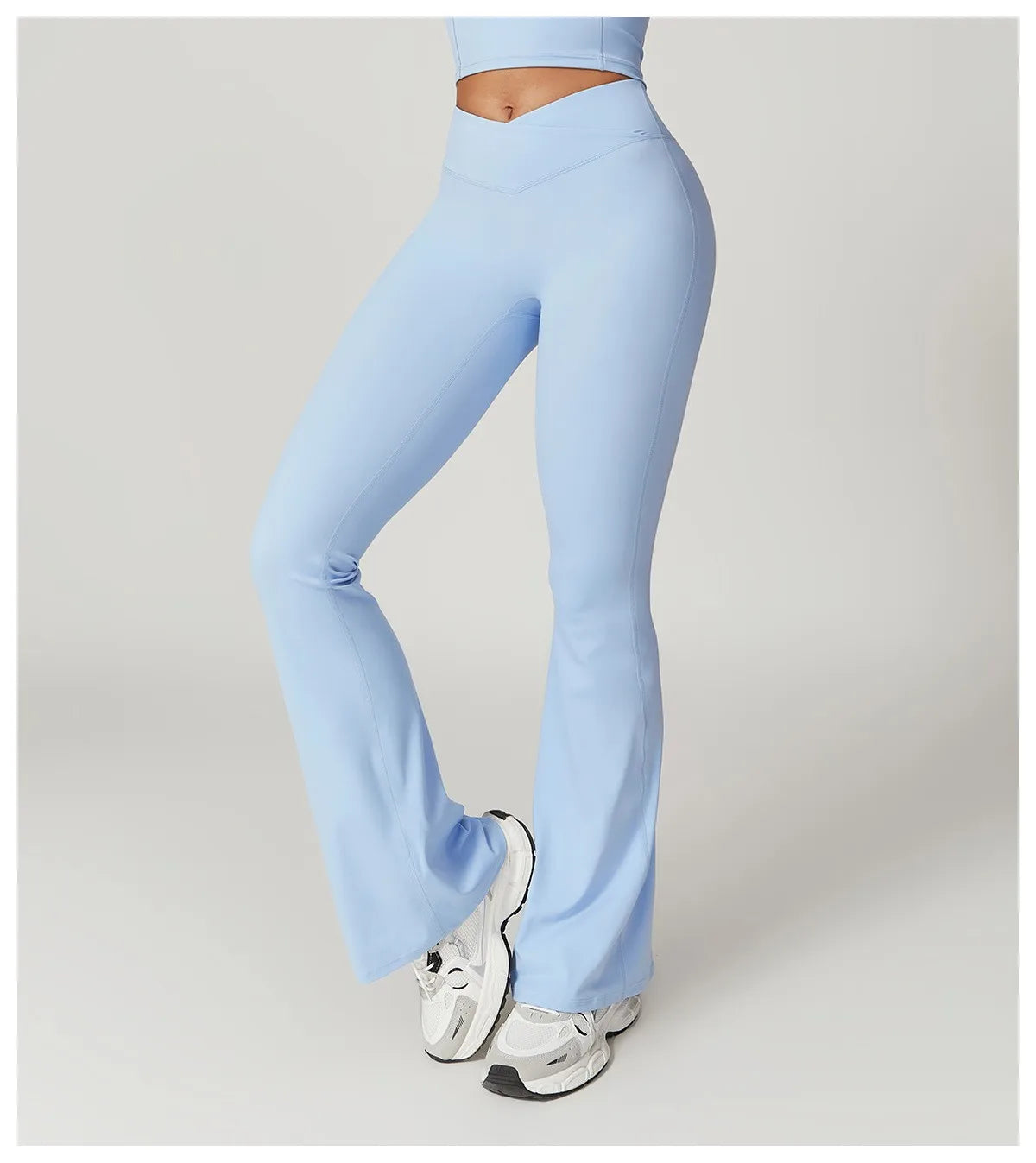 Crossover Flare Yoga Leggings für Damen High Waist V Cross Schlaghose Bauchkontrolle Yogahose Weites Bein Fitness Leggings