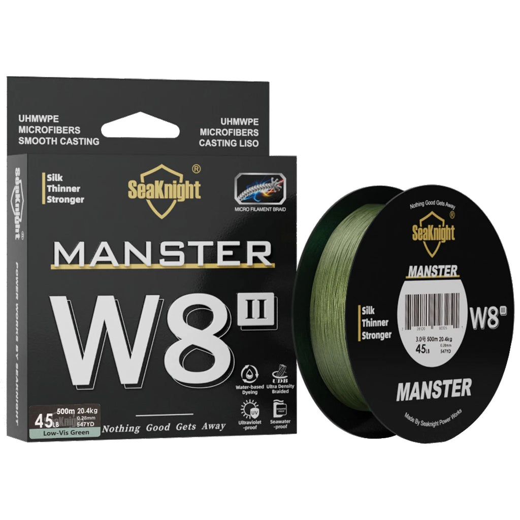 SeaKnight Brand W8 II Serie 500M 8-fach geflochtene Angelschnur aus PE, fortschrittliche geflochtene PE-Schnur, UV-beständige Salzwasser-Schutzbeschichtung