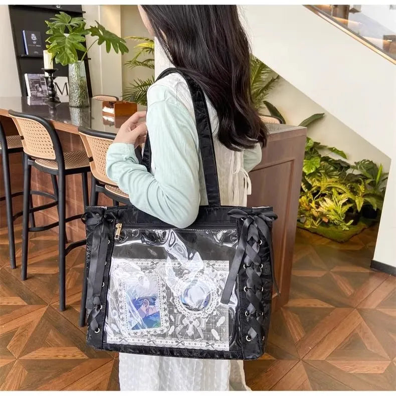 Neue Y2K Süße Japanische Ita Bag Lolita Mädchen Transparente Umhängetasche Große Kapazität Umhängetasche Lässige Tasche DIY Display Handtaschen