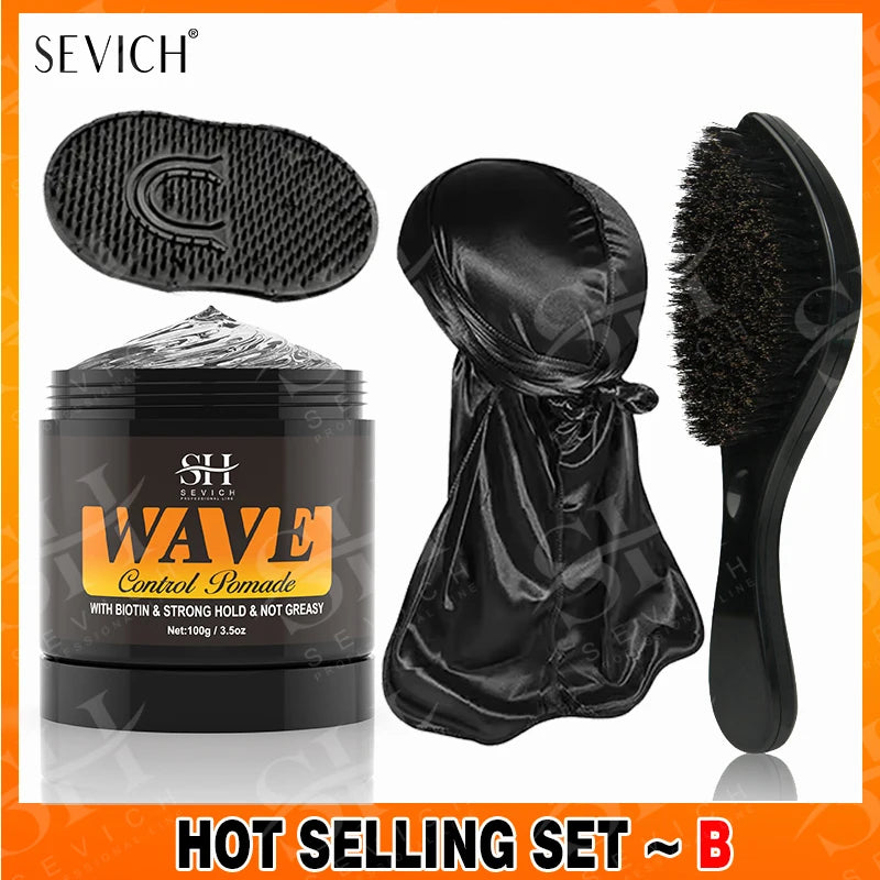 Deep Wave Control Pomade 360 Biotin Sport Starker Halt Wellen Haargel mit Bürste Wellenhaaröl Shampoo Spülung Stylingpflege