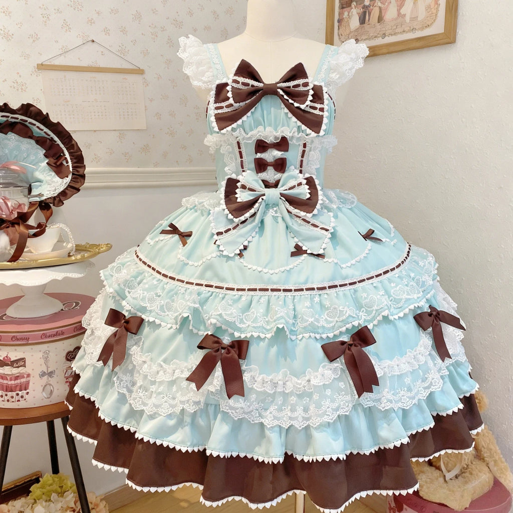 Japanisches Sommer-Kawaii-Lolita-Kleid Damen Party Vintage Süße Spitze Schleife Geburtstags-Kuchenkleider Harajuku Y2k Bandagenkleid
