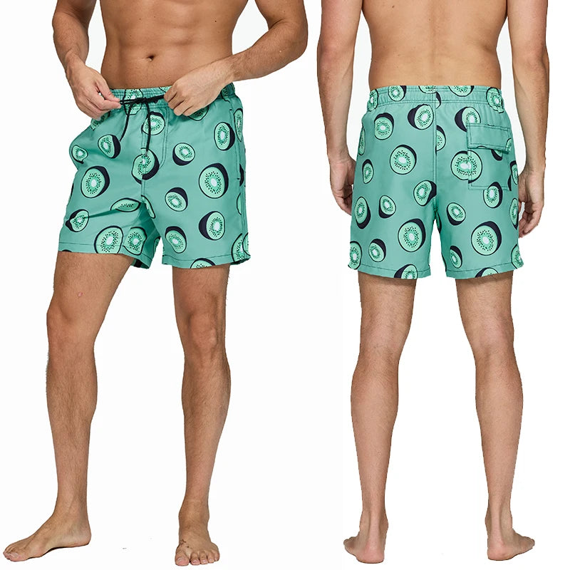 DATIFER Herren Sport-Badeshorts im neuen Stil Polyester-Druck Fitness-Badehose Surfen Badehose Badebekleidung