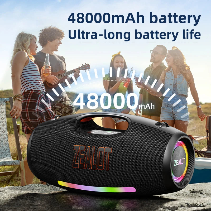ZEALOT-S89 250W Wasserdichter tragbarer Bluetooth-Lautsprecher, kabelloser Outdoor-Boombox-SubwooferDreifach passive Radiatoren-Tiefer Bass