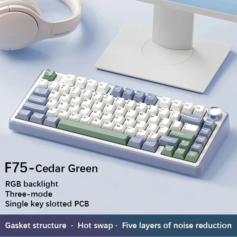 AULA F75 2.4G Kabellos/Bluetooth/Kabelgebunden Gaming Mechanische Tastatur RGB Angepasstes 75% Layout OEM Profil Gasket Struktur