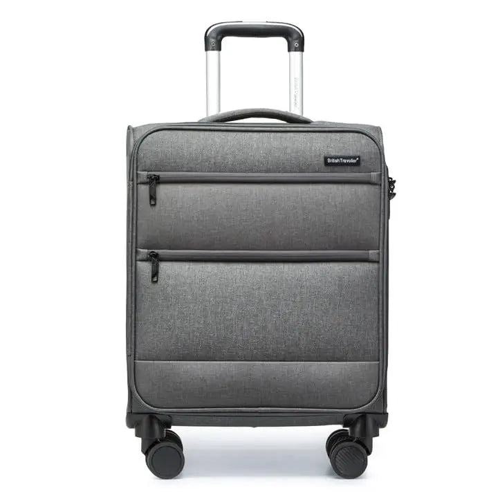 Britisches Traveller Frachtkoffer 53.5x40x21cm Leichtgewicht Handgepäck 4 Rollen TSA Schloss Weichgepäck Stoff