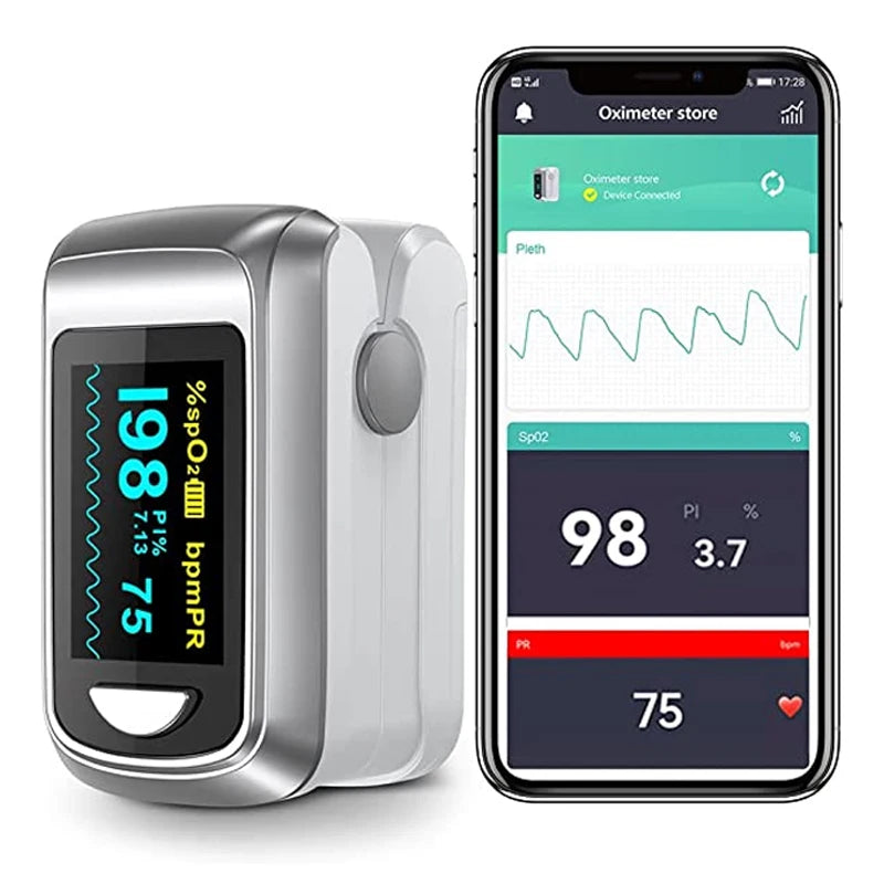 【Lokalversand】HealthTree Fingerpulsoximeter Blutsauerstoffsättigung SpO2 PI Oximeter Pulsoximeter Bluetooth APP-Steuerung