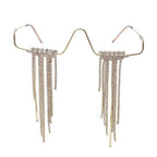 Mode Quaste Halbrahmen-Metallbrille für Frauen Kristall Gesichts-Kette Schmuck Brillen Kpop Make-up Strass-Accessoire Ohne Gläser