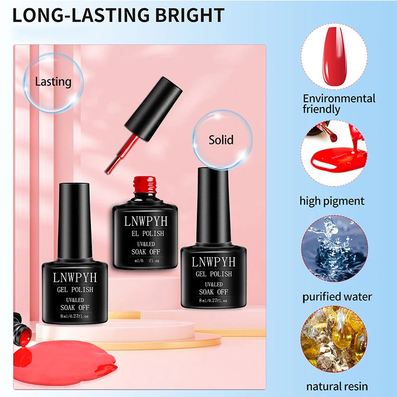 Gel-Nagellack-Kit, professionelles Nagelgel-Kit mit Nageltrockner, Soak-Off-Nagellack-Kit, Unterlack, Überlack, Maniküre-Werkzeug-Set