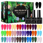 28tlg./Set Gel-Nagellack-Set Glasflasche Soak Off UV-Gel-Lack Rot Rosa Bunter Gel-Nagellack Matt Top Base Coat Nagelgel-Kit