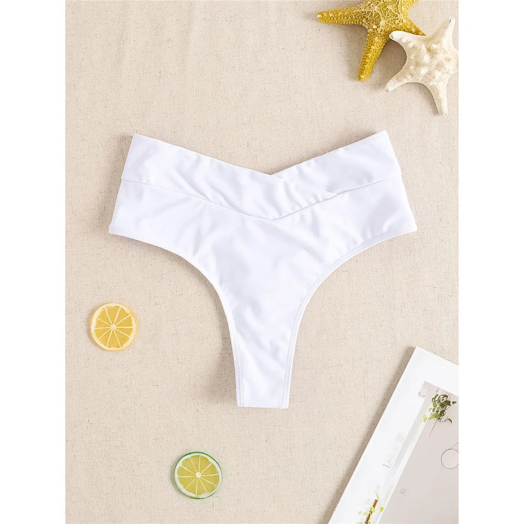 S - XL High Waist High Leg Cut Bikinihose Damen Bademode Weibliche Bademode Brasilianische Tanga Höschen Unterwäsche K7095