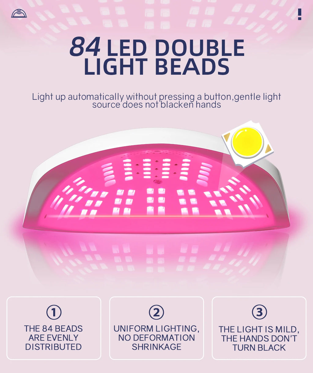 380W UV LED Lamp for Nail  84 LEDs Nail Dryer with Auto Sensor Quick-drying Manicure Lamp for Curing Nail Polish Nail Art Tools