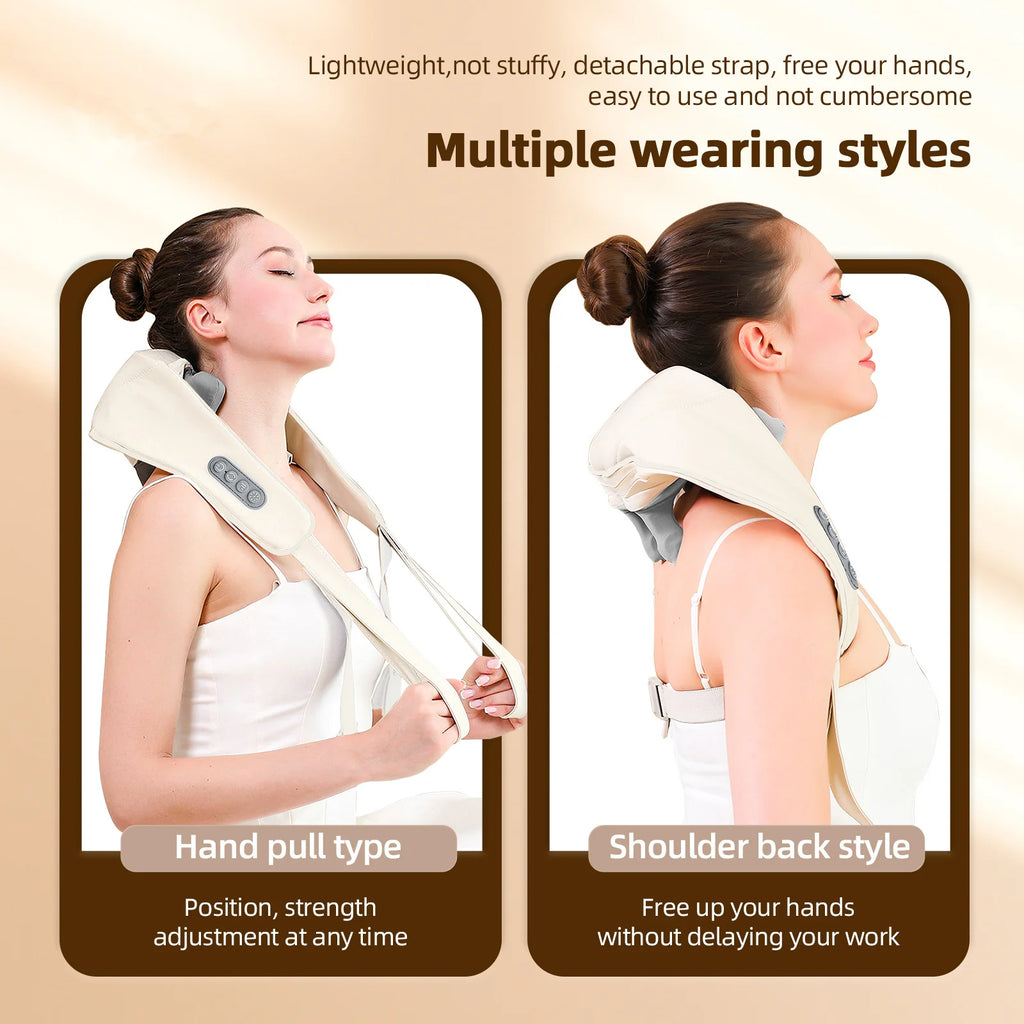 Foreverlily 26W Bürstenloser Motor Nacken- und Schultermassagegerät Kabelloses Nacken- und Rückenmassage-Schal Nackenmassager
